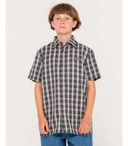RUSTY BOYS DATSUN CHECK S/S DRESS SHIRT - BLACK