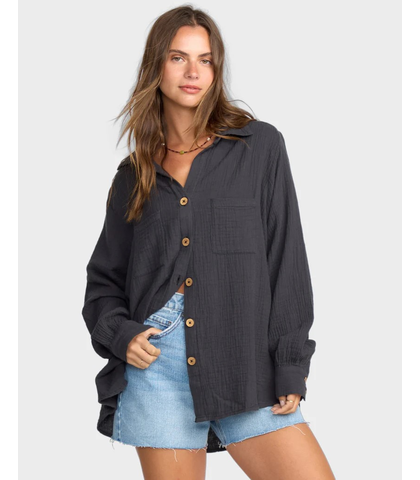BILLABONG LADIES SWELL BLOUSE - BLACK SANDS