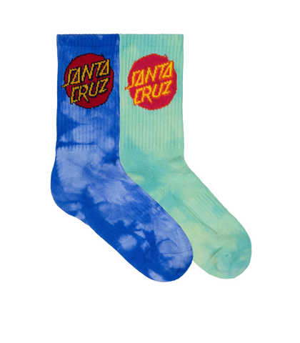 SANTA BOYS CRUZ DYE CREW SOCK 2 PACK - BLUE / TEAL TIEDYE