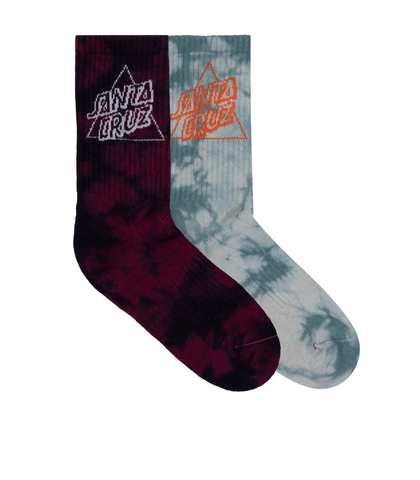 SANTA CRUZ BOYS NOT A DOT CREW SOCK 2 PACK - MAROON TIEDYE