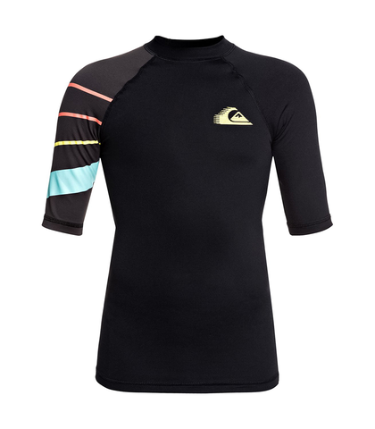 QUIKSILVER BOYS ACTIVE S/S RASH SHIRT - BLACK