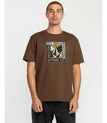VOLCOM MENS ANGLE IRON S/S TEE - BROWN STONE