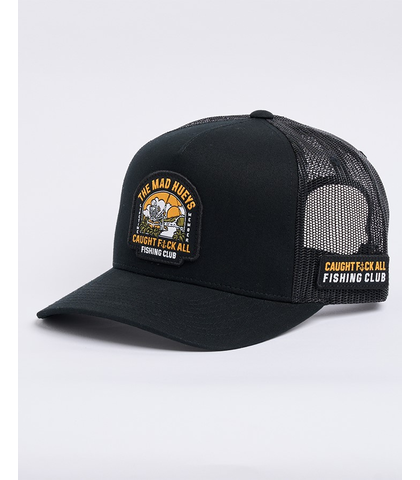 MAD HUEYS CAUGHT FK ALL ISLAND TWILL TRUCKER CAP - BLACK