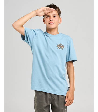 MAD HUEYS YOUTH THE SEA CAPTAIN TEE - STEEL BLUE