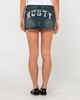 RUSTY LADIES NORTY LOW RISE DENIM MINI SKIRT- DARK N DIRTY