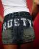 RUSTY LADIES NORTY LOW RISE DENIM MINI SKIRT- DARK N DIRTY