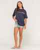 RUSTY LADIES WAVE RIDER 2.0 OVERSIZE TEE - NAVY BLUE