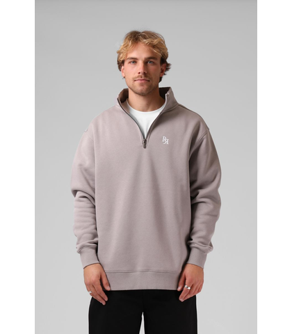 RPM MENS TRACK 1/4 ZIP SWEATER - STONE