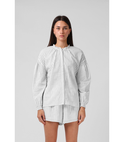 RPM LADIES OLIVE BLOUSE - WHITE STRIPE