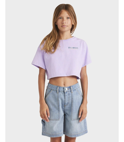 BILLABONG GIRLS MIXXING VIBES CROP TEE - LIGHT PURPLE