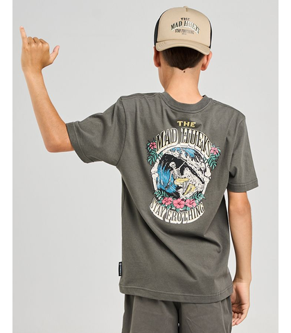 MAD HUEYS BOYS STAY FROTHING S/S TEE - CHARCOAL