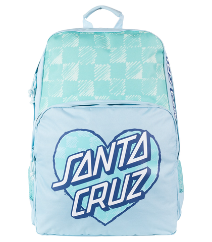SANTA CRUZ GIRLS CHECKER HEART DOT BACKPACK - AQUA CHECK