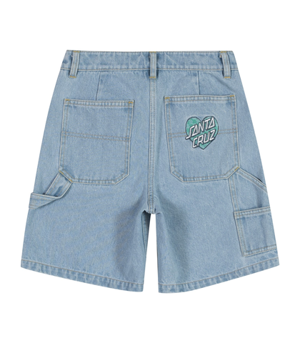 SANTA CRUZ GIRLS CHECKER HEART DOT JEAN SHORTS - LIGHT WASH INDIGO