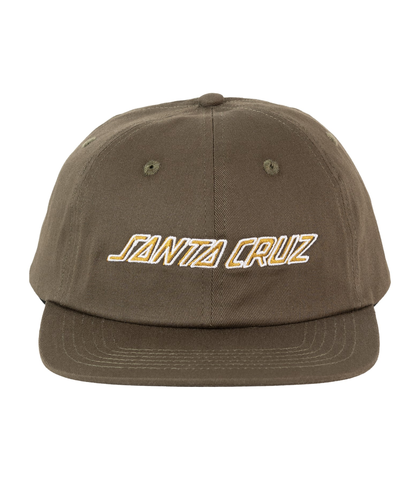 SANTA CRUZ MENS OFF SET STRIP STRAPBACK 6 PANEL CAP - BROWN