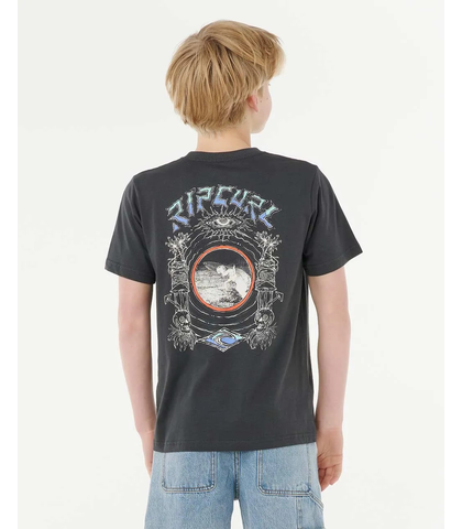 RIPCURL BOYS TROPICAL DAZE ART TEE - WASHED BLACK