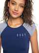 ROXY LADIES FASHION CAPSLEEVE LYCRA - MED BLUE/ CORNFIELD STRIPE