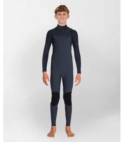 O'NEILL BOYS 3/2 HYPERFREAK CHESTZIP STEAMER - GUNMETAL/ BLACK