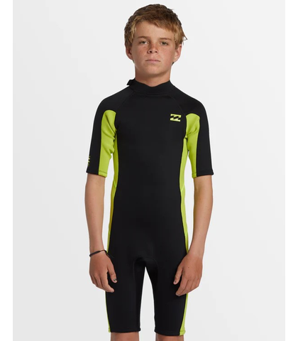 BILLABONG BOYS 2MM FOIL BACKZIP SPRINGSUIT - FLURO LIME