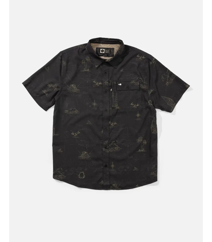 SALTY CREW MENS HELMSMAN UV BUTTON UP - PHANTOM
