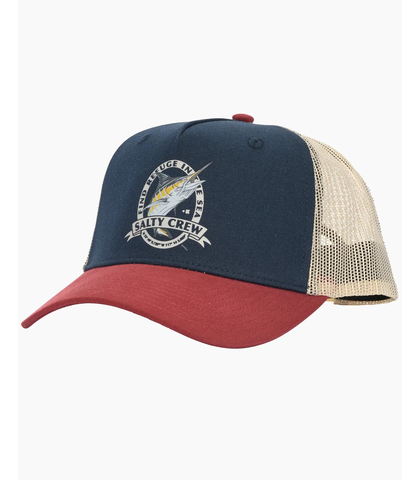 SALTY CREW BILL CLUB TRUCKER CAP - NAVY / BURGANDY