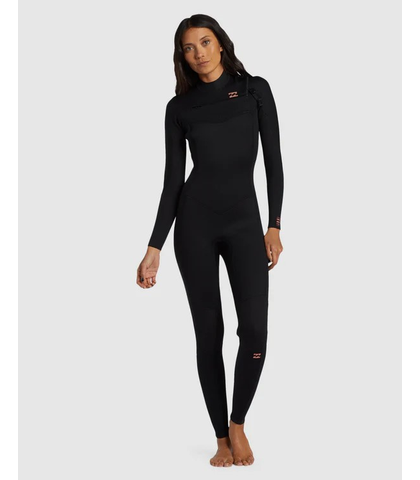 BILLABONG LADIES 3/2 FOIL CHEST ZIP STEAMER - BLACK