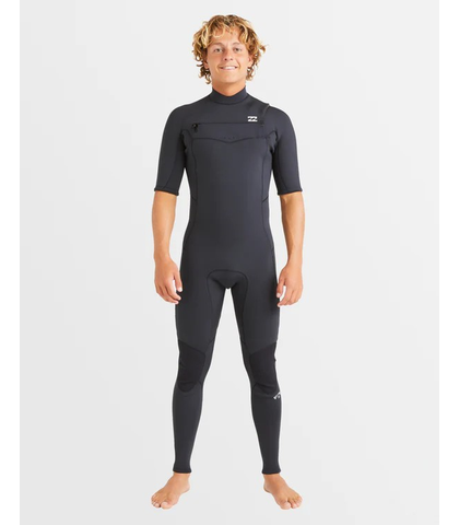 BILLABONG MENS 2MM ABSOLUTE NATURAL S/S CHESTZIP STEAMER - BLACK