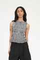 HUFFER LADIES ROONEY GIGI SHIRRED TOP - BLACK / CHALK