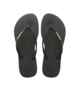 HAVAIANA'S SLIM LOGO METALLIC JANDAL - BLACK / GOLD