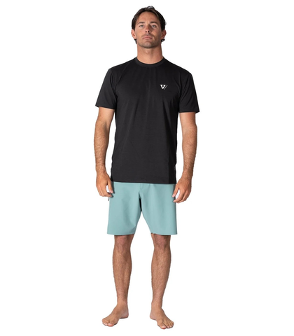 VISSLA MENS TWISTED ECO S/S RASHSHIRT - BLACK