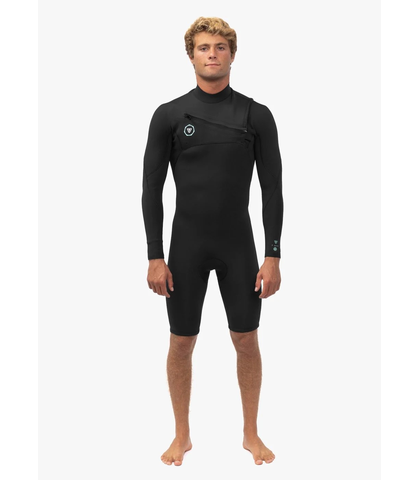 VISSLA MENS 2MM 7 SEAS CHEST ZIP L/S SPRINGSUIT - BLACK