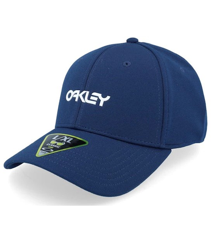 OAKLEY 6 PANEL STRETCH FIT METALLIC CAP - ABYSS / WHITE
