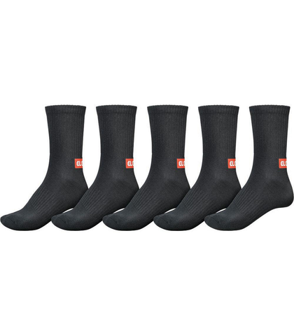 GLOBE MINIBAR CREW SOCK 5 PACK - BLACK - SIZE 7-11