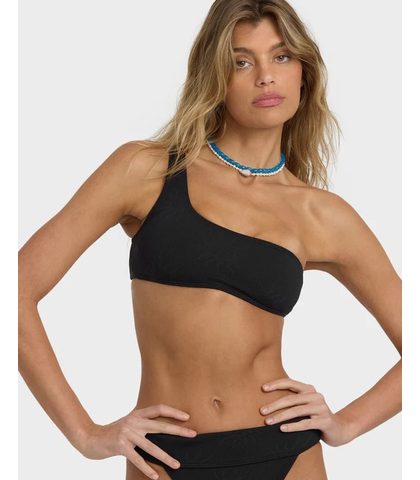 BILLABONG LADIES LAURA TWISTED SUN 1 SHOULDER BIKINI TOP - BLACK
