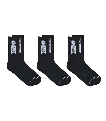 SALTY CREW ALPHA SOCKS 3 PACK - BLACK