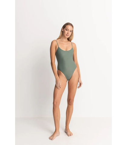 RHYTHM LADIES CLASSIC MINIMAL ONE PIECE SWIMSUIT - OLIVE