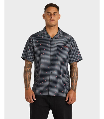 QUIKSILVER MENS KEHU WOVEN S/S DRESS SHIRT - BLACK