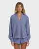 BILLABONG LADIES SWEET SWELL L/S BLOUSE - STONE BLUE