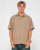RUSTY MENS HOODUS CHECK S/S DRESS SHIRT - TOBACCO