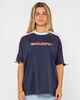 RUSTY LADIES ARCHIVED SHOOTER OVERSIZE TEE - NAVY