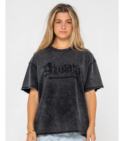 RUSTY LADIES ROXANNE FEELN RUSTY OVERSIZE TEE - WASHED BLACK