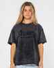 RUSTY LADIES ROXANNE FEELN RUSTY OVERSIZE TEE - WASHED BLACK