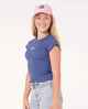 RIPCURL GIRLS PARADISE CLUB RIB TEE - WASHED NAVY