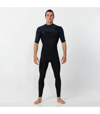 O'NEILL MENS 2MM HYPERFREAK S/S CHEST ZIP STEAMER - BLACK