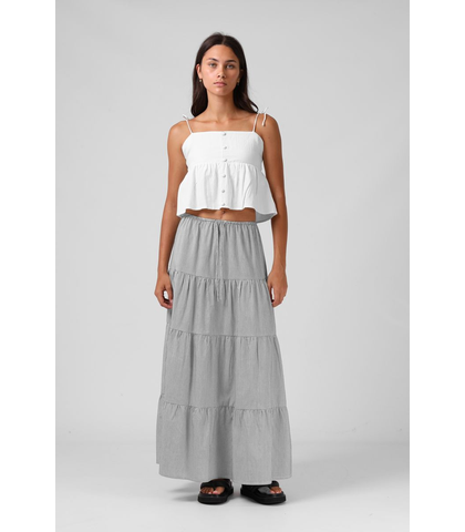 RPM LADIES RUBY MAXI SKIRT - BLK/WHITE PINSTRIPE