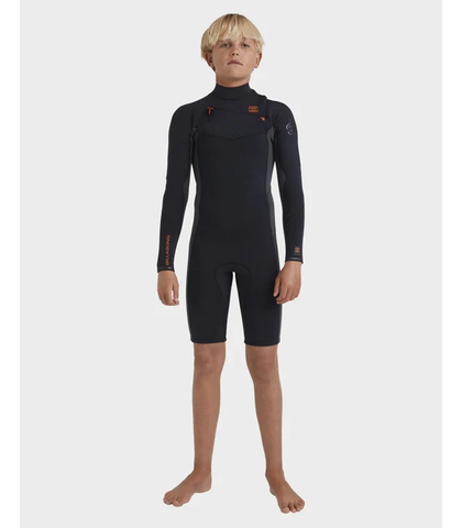 BILLABONG BOYS 2MM ABSOLUTE NATURAL L/S CHESTZIP SPRINGSUIT - GRPHITE