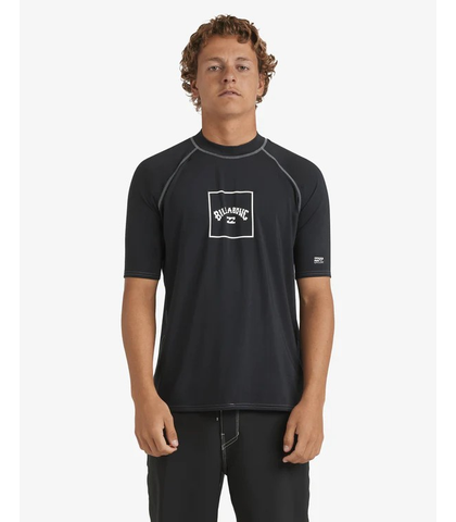 BILLABONG MENS BOXED ARCH RELAXED FIT S/S RASHSHIRT - BLACK