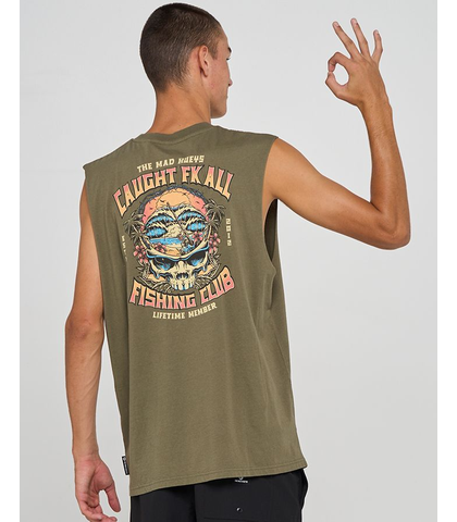 MAD HUEYS CAUGHT FK ALL SKULL MUSCLE - OLIVE