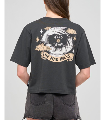 MAD HUEYS LADIES FKD IF I KNOW BOXY TEE - VINTAGE BLACK