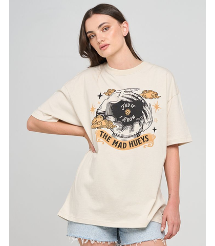 MAD HUEYS LADIES FKD IF I KNOW OVERSIZE TEE - STONE
