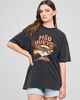MAD HUEYS LADIES BIRDS OF PREY OVERSIZE TEE - WASHED BLACK